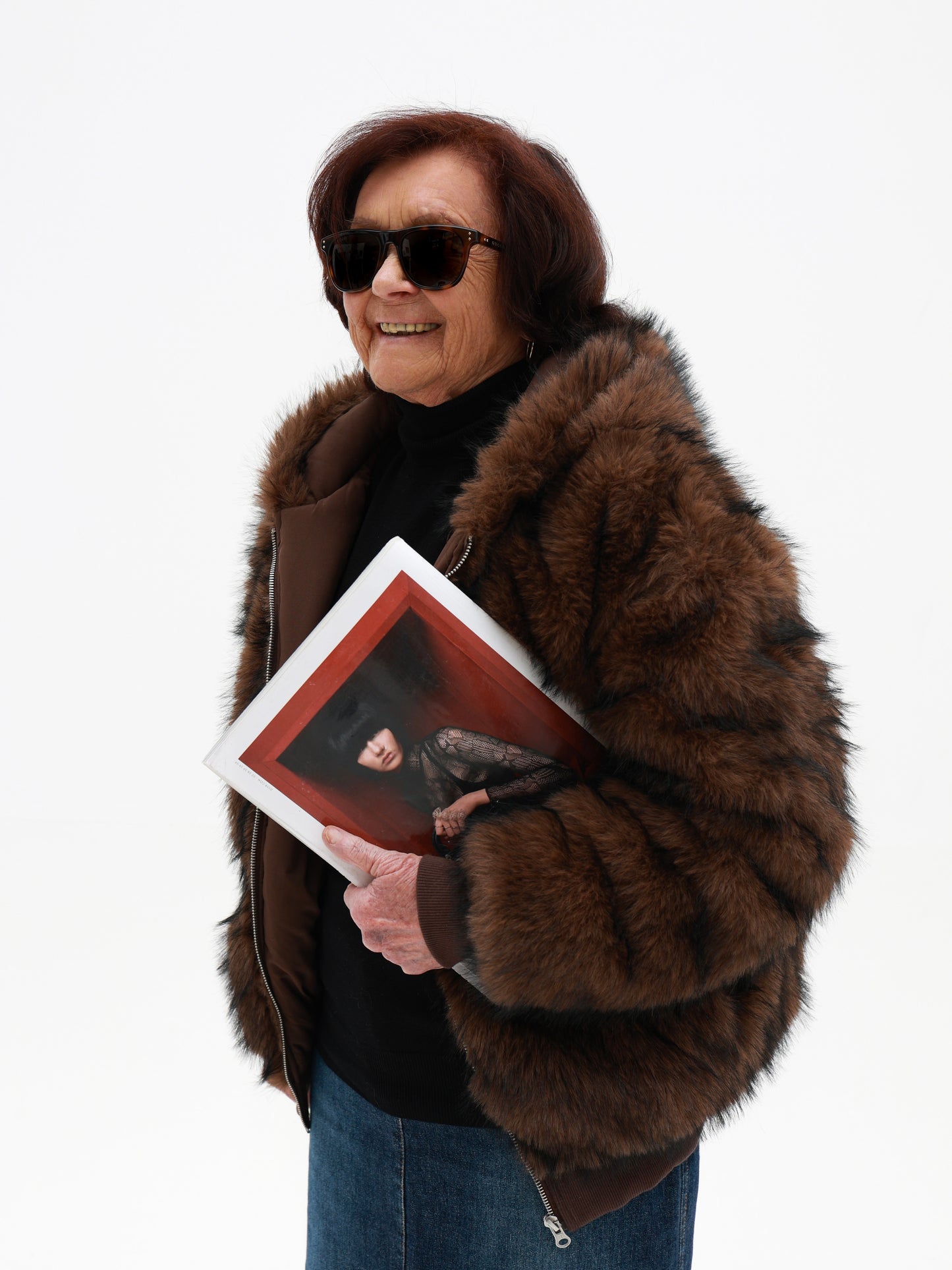 Brown Faux Fur Coat with Hood