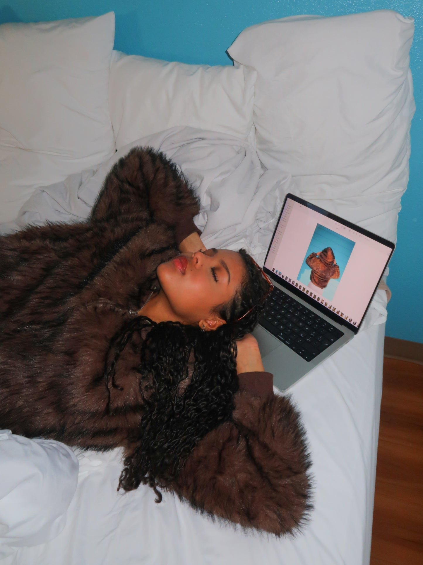 Brown Faux Fur Coat with Hood