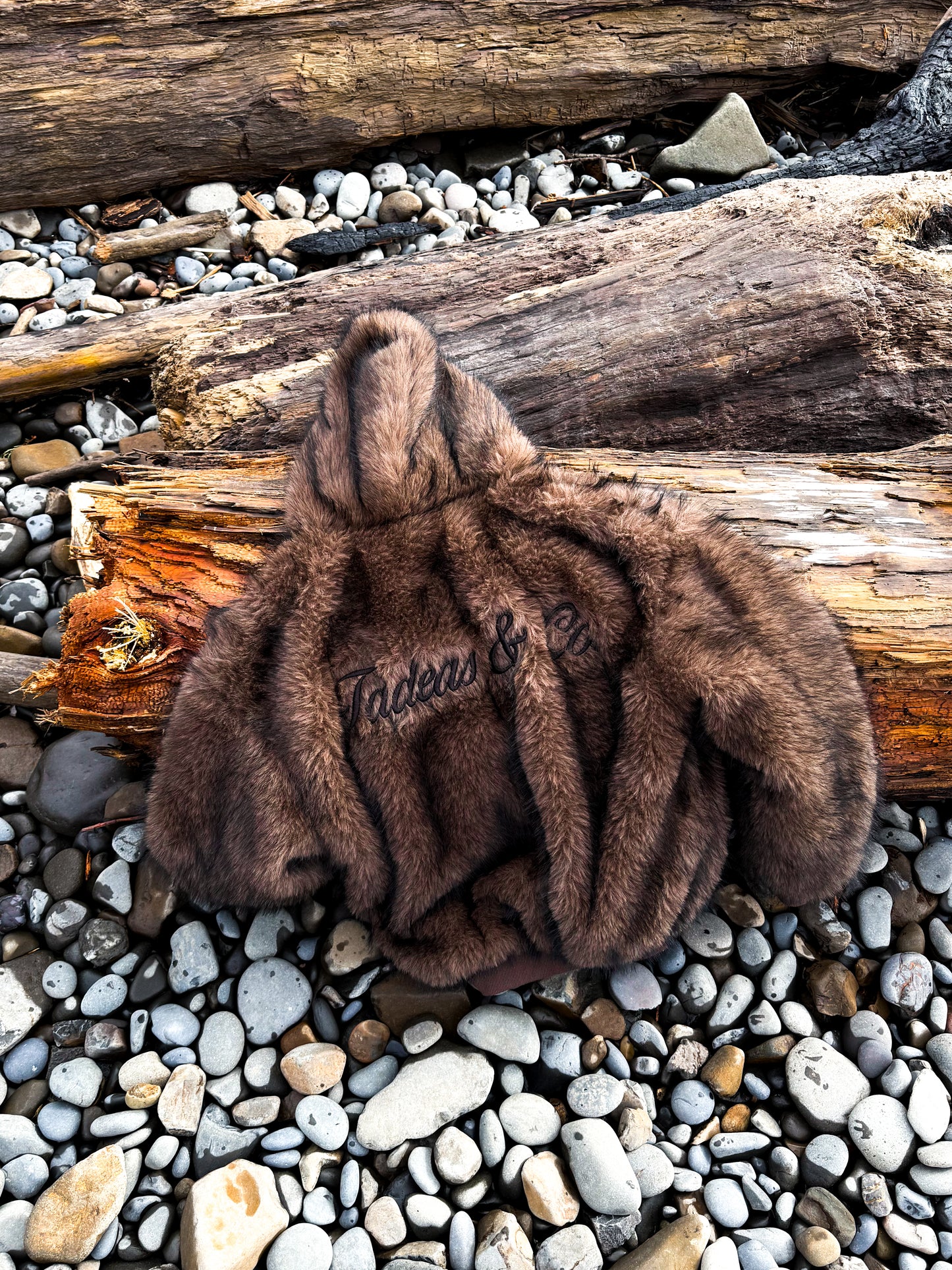 Brown Faux Fur Coat with Hood