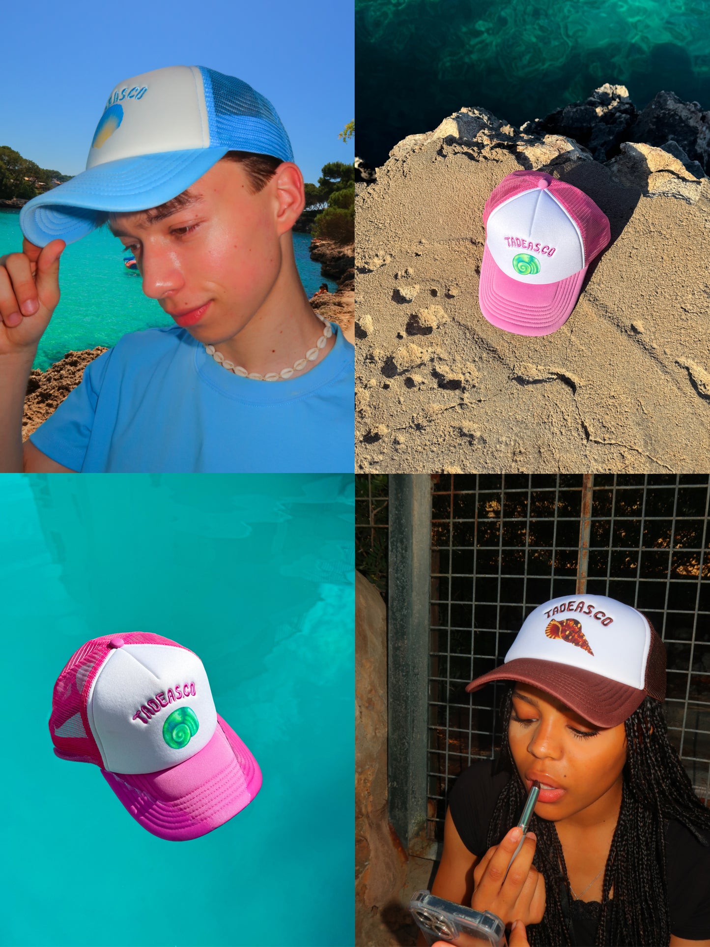 TRIO: Blue, Pink & Brown Trucker Hat