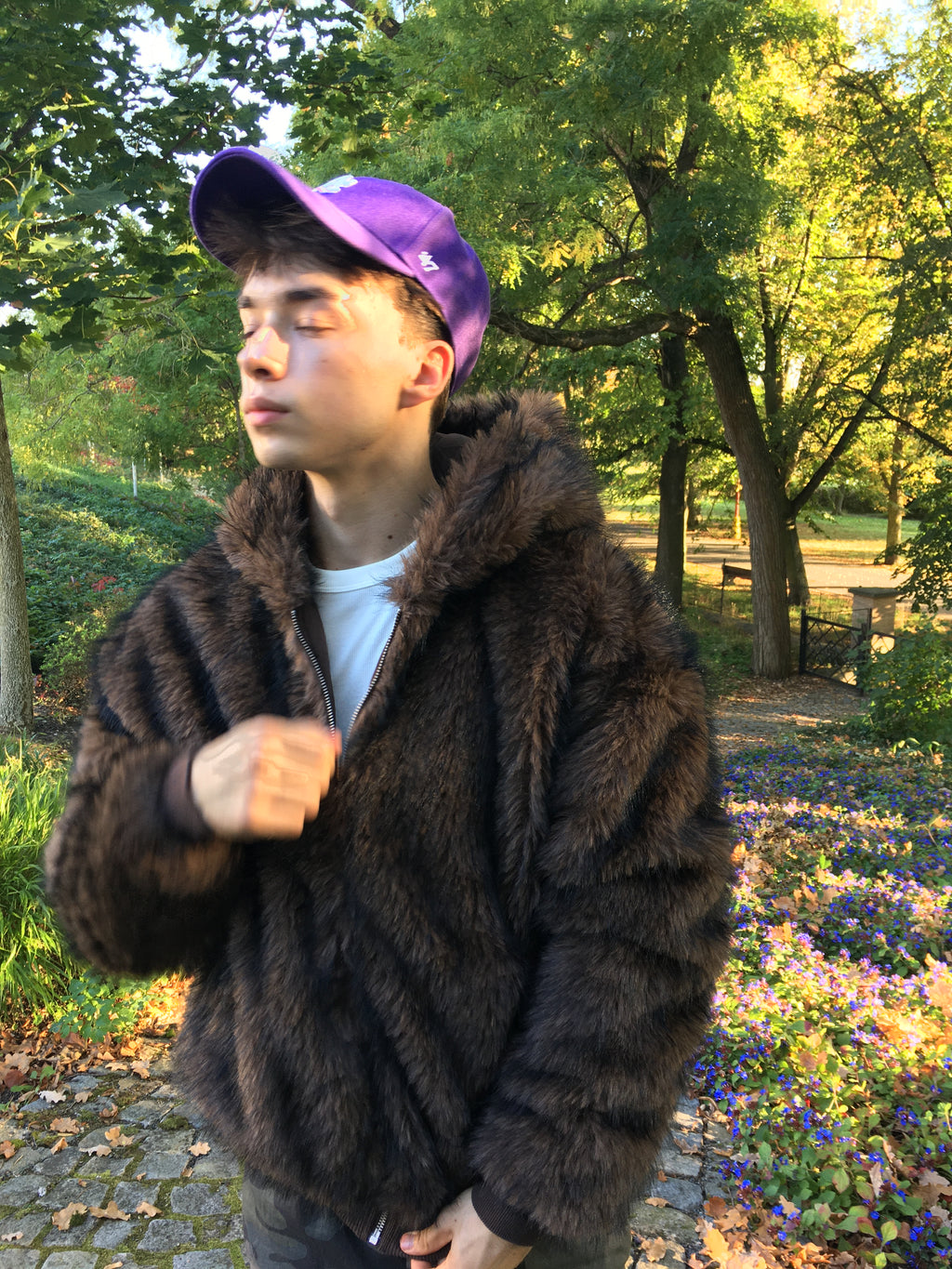 Brown faux fur jacket