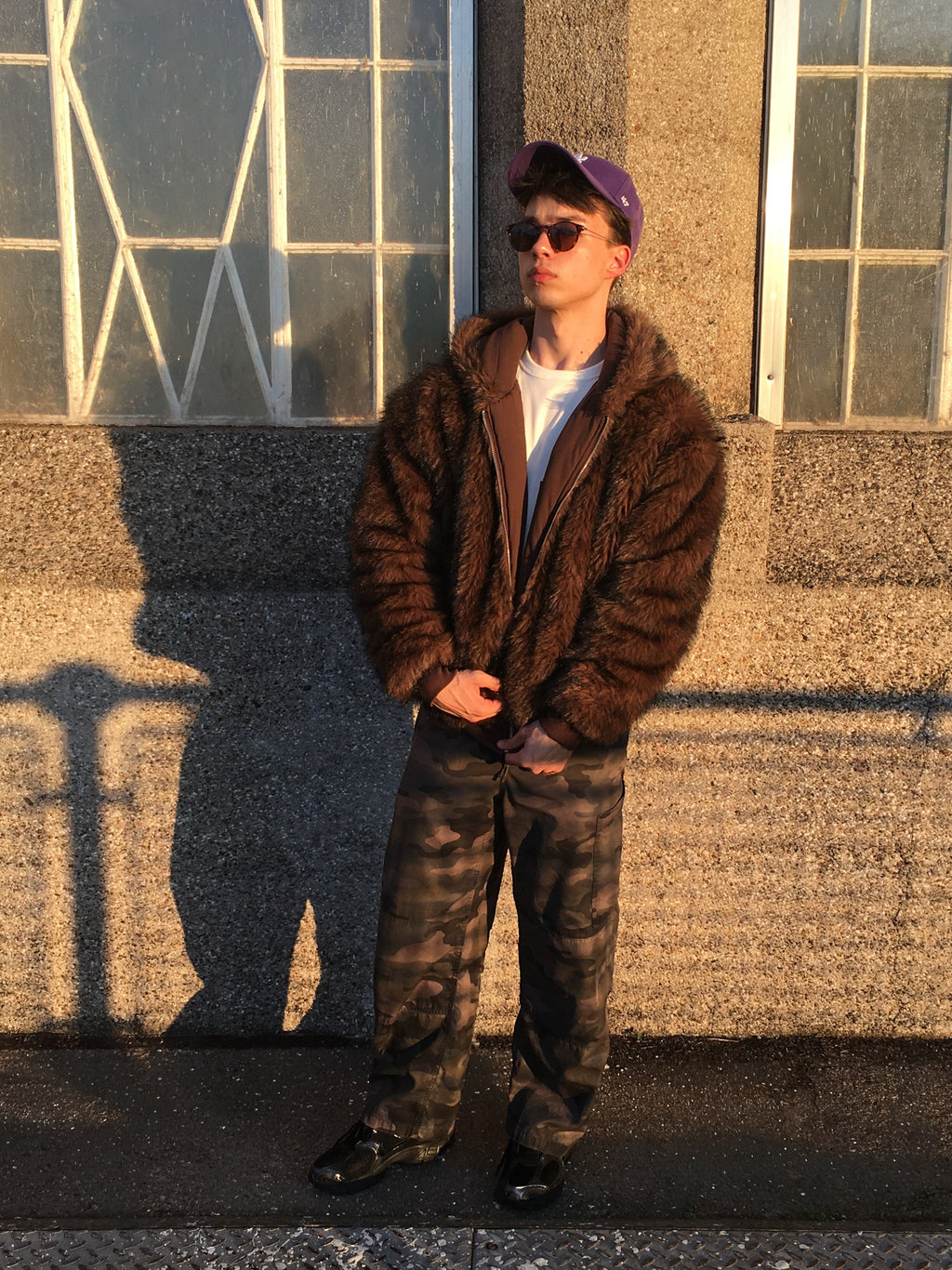 Brown faux fur jacket