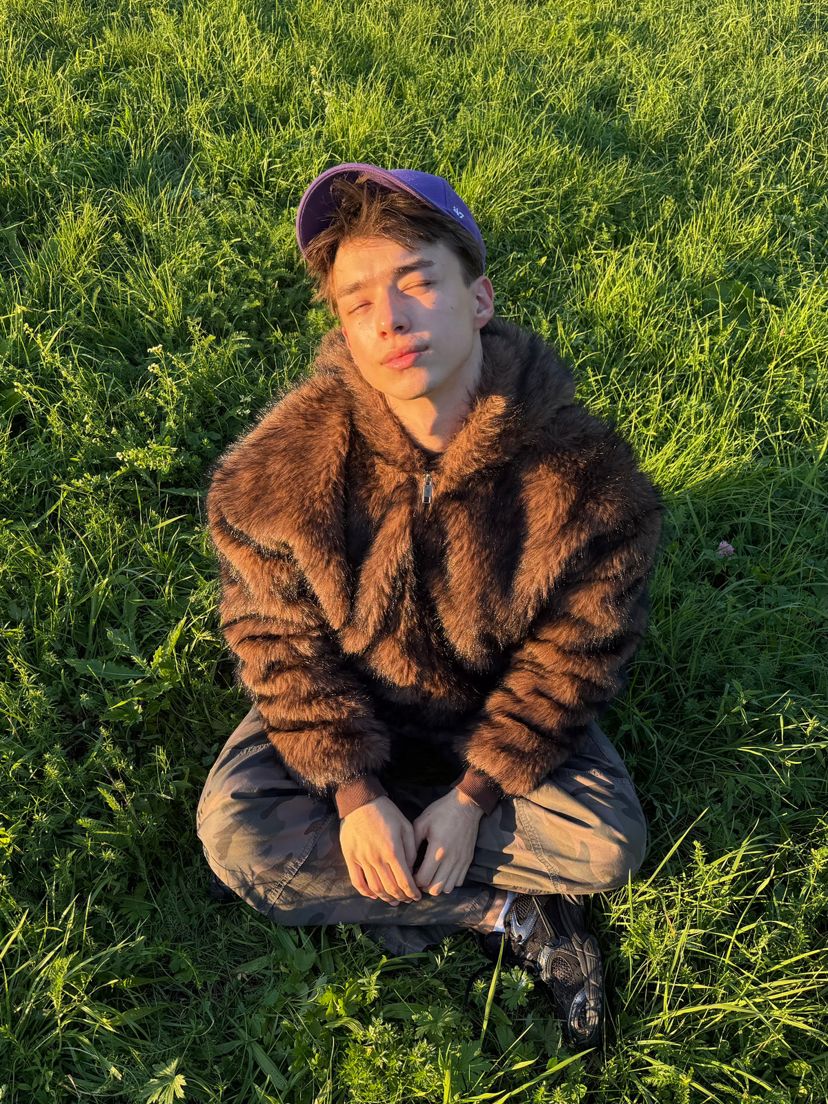 Brown faux fur jacket
