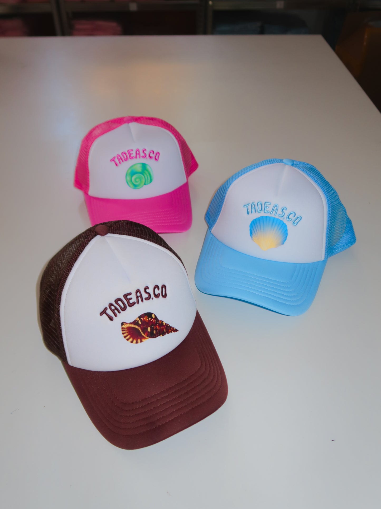 TRIO: Blue, Pink & Brown Trucker Hat