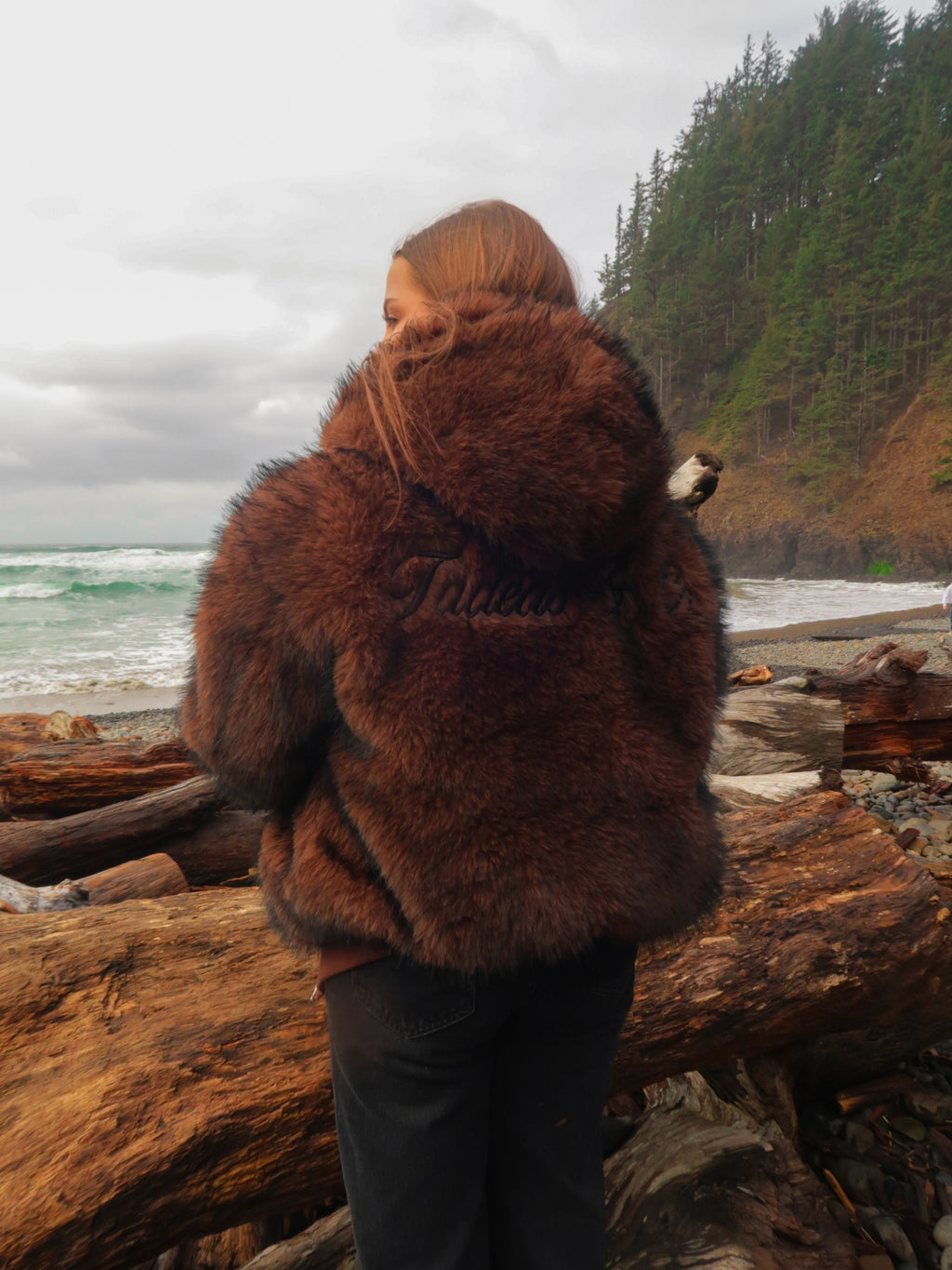 Brown faux fur jacket