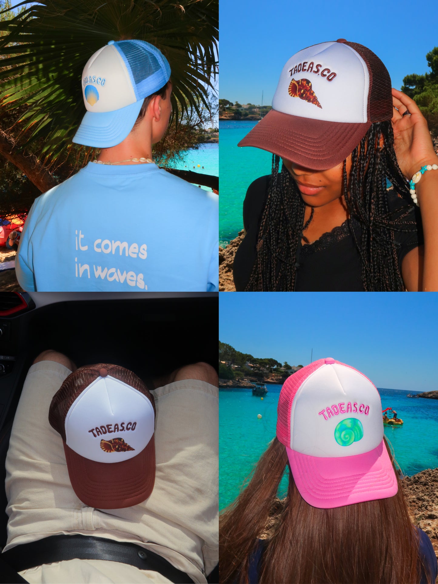 TRIO: Blue, Pink & Brown Trucker Hat