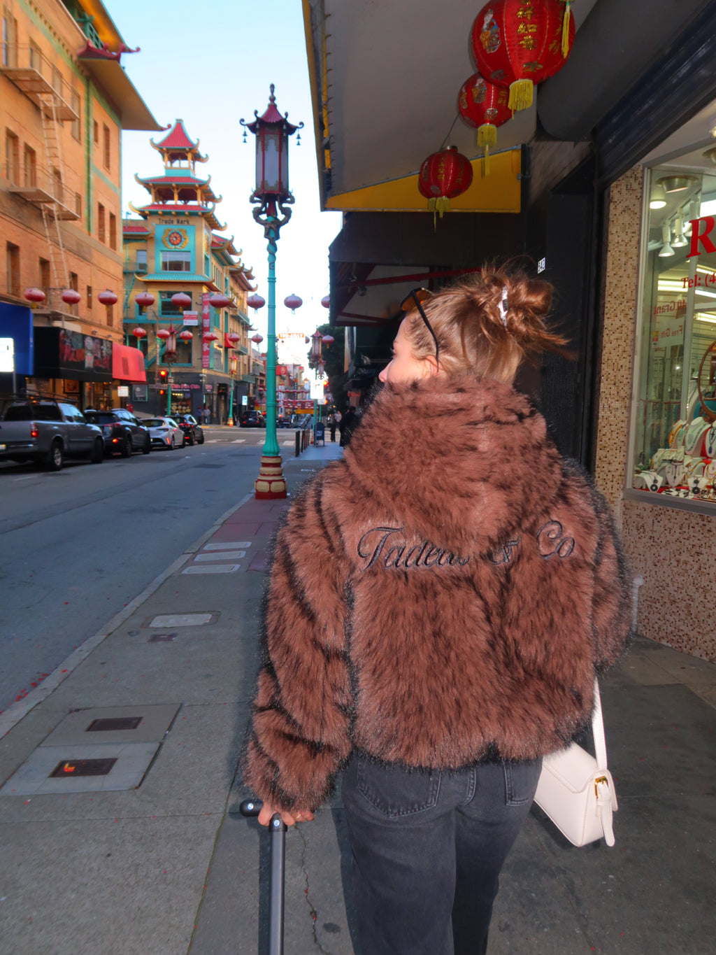 Brown faux fur jacket