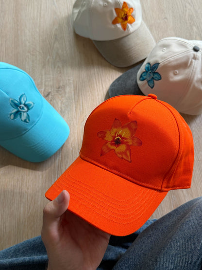 Orange T-Flower baseball hat