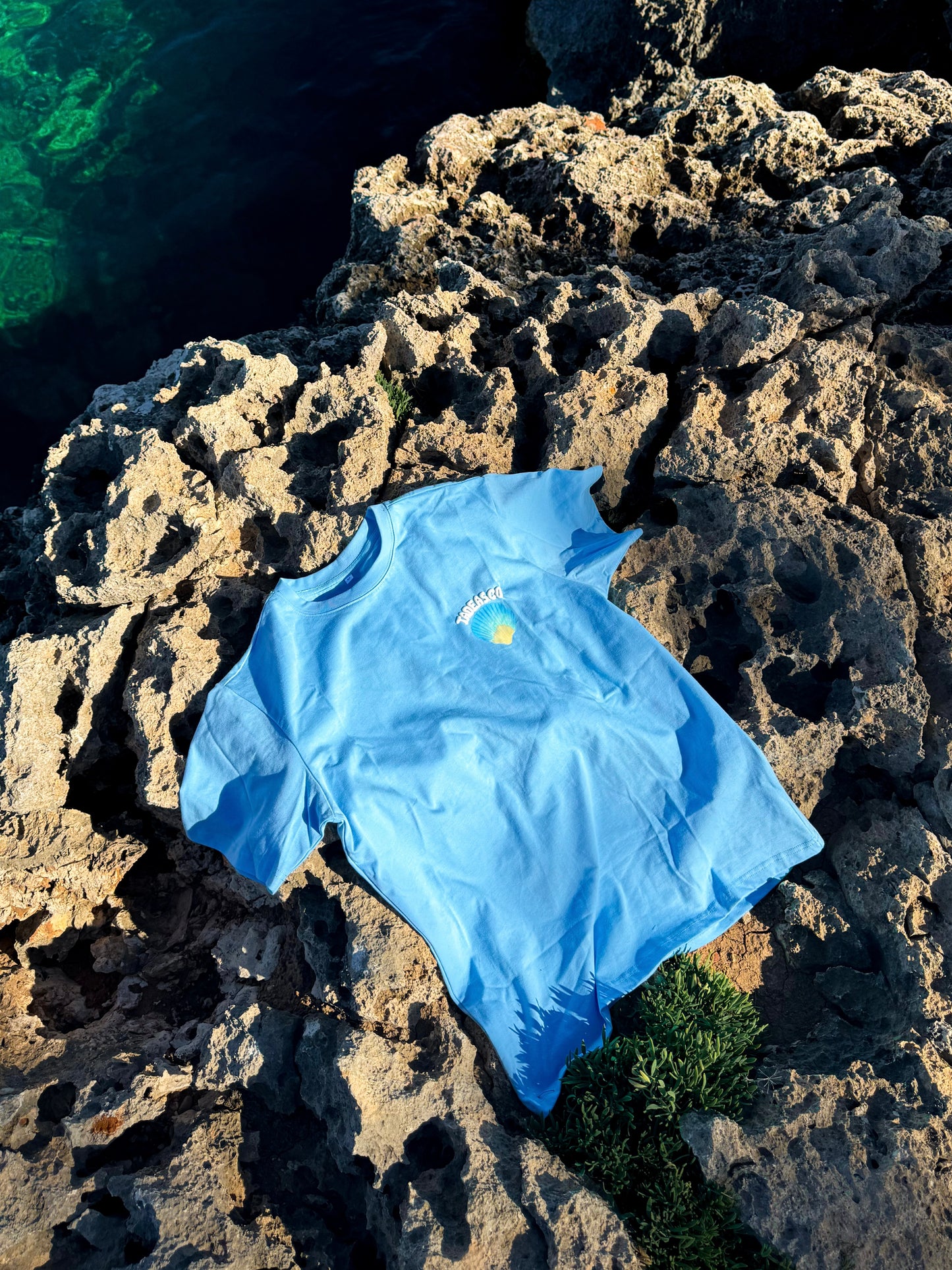 BLUE TEE "IT COMES IN WAVES"